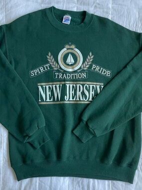 Vintage Jerzees New Jersey Green Crewneck Sweatshirt - L